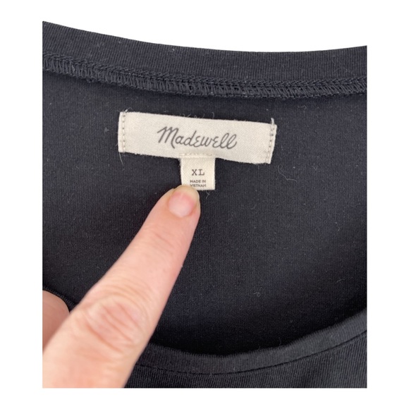 Madewell Sheer Short Sleeve Knit Top in Black Size: XL - Picture 3 of 6